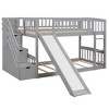 Grungis Twin over Twin Loft Bed with 2 Drawers and Slide,Modern Bunk Bed with Staircase and Ladder and Guardrails,Loft and Bunk Bed for Bedroom - 4 of 4