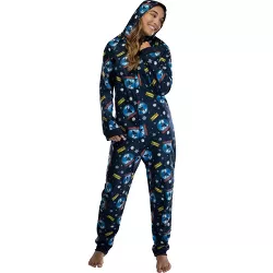 Polar Express Adult Believe Hooded One-Piece Footless Sleeper Union Suit L/XL Blue