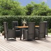 vidaXL 7 Piece Patio Dining Set with Cushions Black Poly Rattan - 74.8" Table Length 6x Armchair + Table - 2 of 4