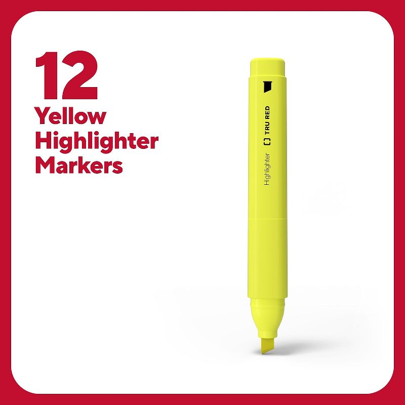 TRU RED Tank Highlighter with Grip Chisel Tip Yellow Dozen TR54579, 2 of 10