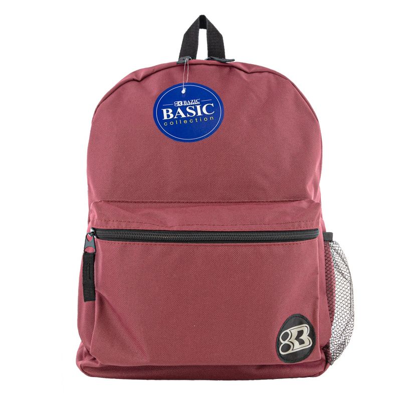 BAZIC Products® Basic Backpack 16" Burgundy, Pack of 2, 2 of 7