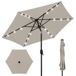 Best Choice Products 7.5ft Outdoor Solar Patio Umbrella for Deck, Pool w/ Tilt, Crank, LED Lights - 1 of 4