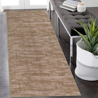 Solid Modern Washable Low Pile Area Rug with Rubber Backing