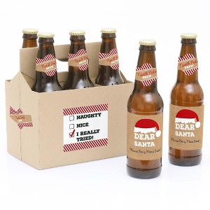 Big Dot of Happiness Funny Jolly Santa Claus - Christmas Decorations for Women and Men - 6 Beer Bottle Label Stickers and 1 Carrier - 1 of 4
