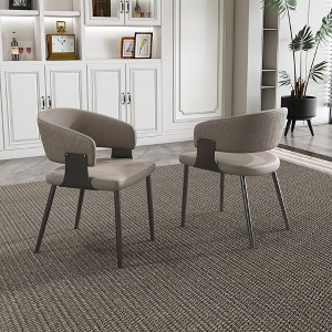 Dining Chairs Set of 2, Modern PU Leather Kitchen Chairs with Metal Legs - Ergonomic Armrests, Comfortable Sponge Cushion,grey - 1 of 4