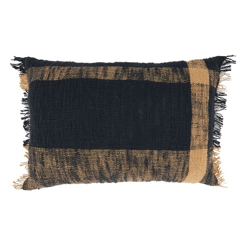 Saro Lifestyle Oversized Plaid Pattern Throw Pillow Cover Black 13 x20 Target