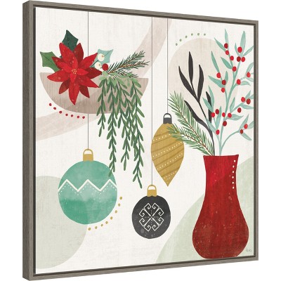 Nordic Christmas Ornaments Canvas Framed Wall Art 22" x 22"