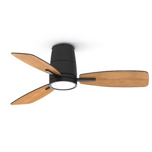 TALOYA 42 in. LED Indoor Black Flush Mount Ceiling Fan with 3-Color Light and Remote, Reversible DC Motor and Blades for Home - 1 of 4