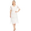 Collections Etc Elegant V-Neck Embroidered Dress with Sheer Short Sleeves - 3 of 4