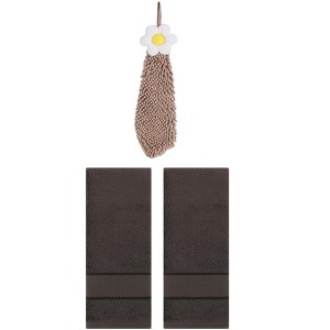 REGALWOVEN 3 Pcs Soft Absorbent Hand Towel Bathroom Decorative Set - 1 of 4