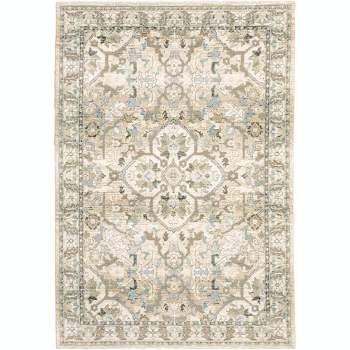 Oriental Weavers Pasargad Home Andorra Collection Fabric Beige/Ivory Medallion Pattern- Living Room, Bedroom, Home Office Area Rug, 2' 3" X 8'