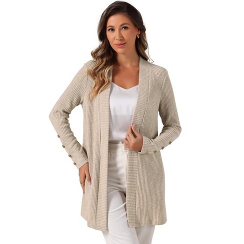 Allegra K Women s Long Sleeve Open Front Cozy Knit Sweater Cardigan Camel X small Target