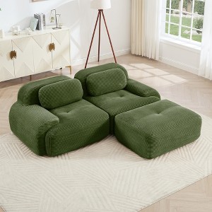 Oversized Corduroy Modular L/U-Shaped Cloud Sectional Sofa with Ottomans, Free combination, Pet-Friendly, No Assembly Required - 1 of 4