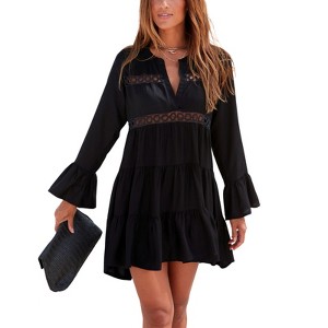 Women's Flowy Flared Sleeve Dress - LASCANA - 1 of 4