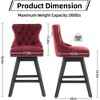 QingMoon Swivel Velvet Bar Stools Set of 2, Modern Counter Height Chairs with Button Tufted Back and Rivet Trim for Kitchen Island, Pub - 3 of 4