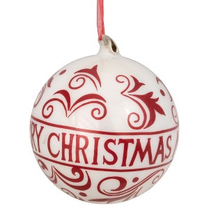 Northlight 6" Red and White Merry Christmas Glass Ball Ornament - 1 of 4