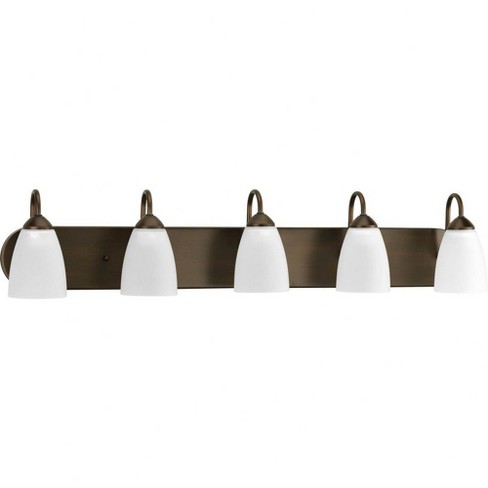 Progress Lighting Gather 5-Light Bath Bracket, Antique Bronze, Etched Glass Shades - image 1 of 3