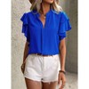 Womens Flowy Tunic Tops with Flutter Sleeve V Neck Tops Front Seam Short Sleeve Blouse Summer Casual Tops - 2 of 3