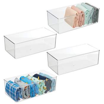 mDesign Long Plastic Drawer Organizer Container Bin for Closet