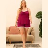 Agnes Orinda Women's Plus Size Sleeveless Sleepwear Contrast Lace Cami Pajamas Sets - 3 of 4