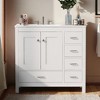 36" Bathroom Vanity with Ceramic Sink, Solid Wood Frame, 2 Soft Close Doors, 5 Storage Drawers, Freestanding Cabinet Combo - 2 of 4