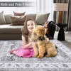 Persian Area Rug Floral Distressed Carpet Machine Washable Area Rug, 3' x 5' Gray - 3 of 4