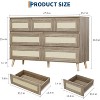 Rattan Dresser for Bedroom with 8 Drawers, 47.2" Wide Chest of Drawers,Modern Wooden Double Dresser TV Stand with Wood Legs for Living Room,Entryway - 2 of 4