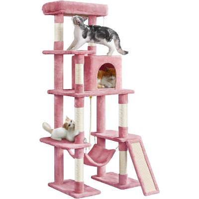 Large Multi-Level Cat Tree, 63 Inches Tall with Sisal-Covered Scratching Posts, Condo, Hammock