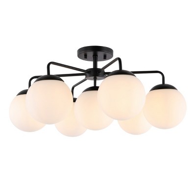 Camdyn Black Glass and Brass Globe LED Flush Mount