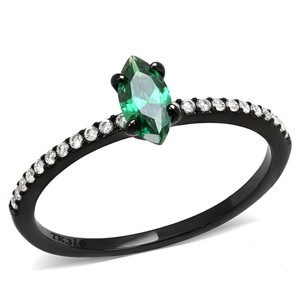 Slickblue Silver & Clear or Black & Emerald CZ Marquise Promise Ring - Stackable Stainless Steel Ring for Women, Size 5-10 - 1 of 4