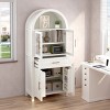 Arched Farmhouse Kitchen Pantry Cabinet with Glass Door & Adjustable Shelves, 71" Tall Cabinet for Dining Living Room-3irtyhousy - 3 of 4