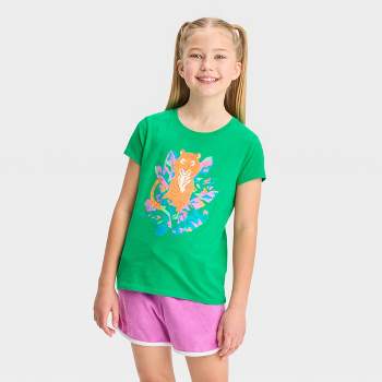 Girls' Short Sleeve 'Tiger' Graphic T-Shirt - Cat & Jack™ Green