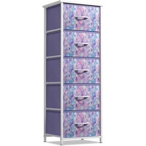 Sorbus Narrow 5 Drawers Nightstand with Steel Frame, Wood Top, Easy Pull Fabric Bins for Home, Bedroom, Office & Dorm - 1 of 4