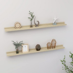 Wall Shelf Set of 2 Sonoma oak MDF Large Floating Shelf - 1 of 4