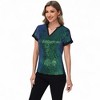 Anna-Kaci Women's Sequin Short Sleeve Top with Satin Trim V-Neckline and Rolled Cuffs - 4 of 4