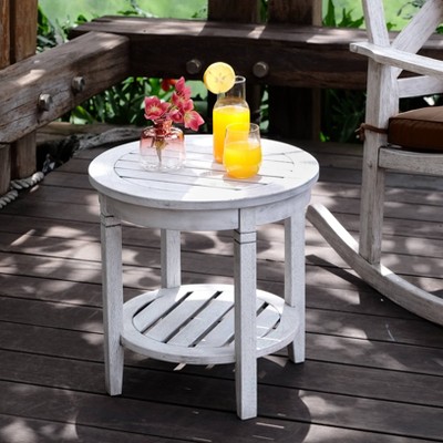 Alston Solid Wood Outdoor Side Table with Shelf - White - Cambridge Casual