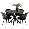 5-Piece Black Round Dining Table Set with 4 Rattan Mesh Back Chairs, Space-Saving Dining Set for Apartments-Maison Boucle - 2 of 4