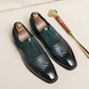 Santimon Men's Classic Modern Formal Oxford Wingtip Lace Up Two-Tone Perforated Brogues Dress Shoes Green - 2 of 4