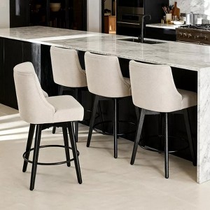 Dyonery 26" Bar Stools Set of 2/3, Modern PU Leather Counter Height Stools with Metal Legs & Footrest, Armless Chairs with Back for Kitchen - 1 of 4
