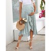Women Pleated Elastic High Waist Maternity Midi Skirt Casual Summer Ruffle Boho Wrap Split Skirt - 2 of 4