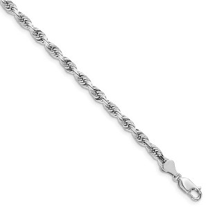 Black Bow Jewelry 5mm, 14k White Gold D/C Quadruple Rope Chain Bracelet - 1 of 2