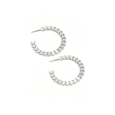 Slickblue Women's Metal Hoop Earrings, Leaf Pattern Design, Lightweight Party Jewelry, Gold/Silver, 1.5 Inch
