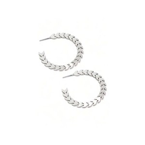 Slickblue Women's Metal Hoop Earrings, Leaf Pattern Design, Lightweight Party Jewelry, Gold/Silver, 1.5 Inch - 1 of 3