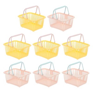 Unique Bargains Plastic Grocery Shopping Toy Storage Mini Decorative Baskets 6.3" x 3.5" x 5.1" 8 Pcs - 1 of 4