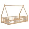 Grungis Twin Size Tent-Shaped Floor Bed,Modern Toddler Bed with Guardrails and Slats,Montessori Bed for Bedroom - 4 of 4
