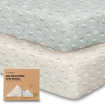 KeaBabies 2-Pack Isla Mini Crib Sheets, Pack and Play Sheets Fitted, Pack N Play Sheets, Fitted Crib Sheet