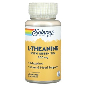 Solaray L-Theanine With Green Tea, 200 mg, 45 VegCaps - 1 of 2