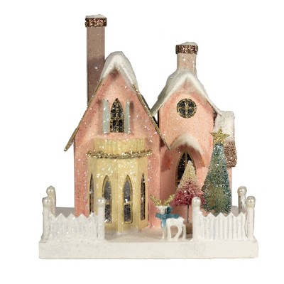 Christmas 8.25" Manor House Village Light Up Putz Retro  -  Decorative Figurines