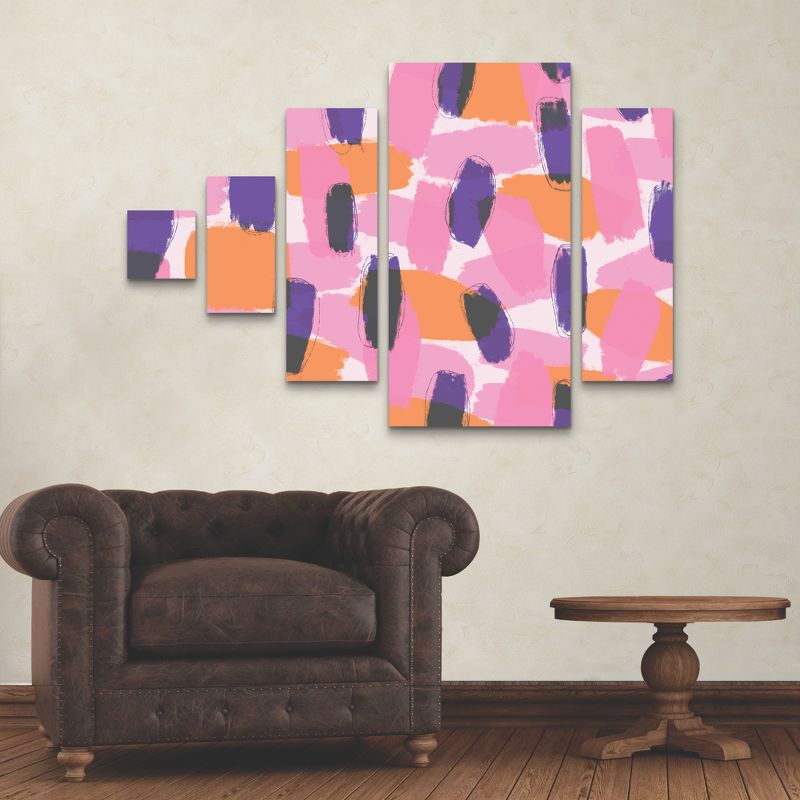 Trademark Fine Art Treechild Layered Purple Strokes Pattern 5 Piece Panel Set Art, 3 of 4