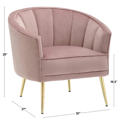 Blush Pink Velvet Barrel Accent Chair with Metal Legs